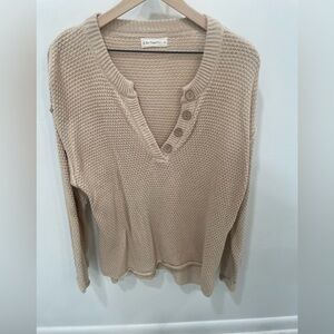 Henley sweater in beige size medium